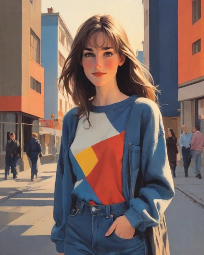 retro girl,girl in t-shirt,digital painting,retro woman,the girl at the station,girl portrait,vector girl,oil on canvas,sweatshirt,world digital painting,amarillo,oil painting on canvas,oil painting,city ​​portrait,long-sleeved t-shirt,shopping icon,girl in a historic way,60s,retro women,portrait of a girl,Digital Art,Poster