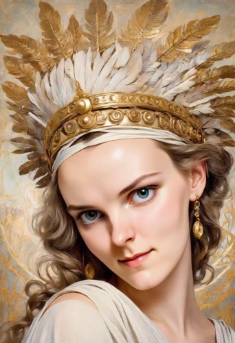 athena,baroque angel,gold crown,thracian,golden crown,laurel wreath,headdress,diadem,gold foil crown,jessamine,lady justice,mary-gold,angelica,cepora judith,gilding,cleopatra,the angel with the veronica veil,headpiece,queen crown,imperial crown,Digital Art,Classicism