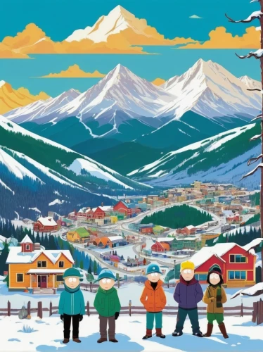 whistler,yukon territory,sunshinevillage,ushuaia,ski resort,olympic mountain,alaska,carcross,tarasp,kamchatka,banff,ketchikan,vail,fairbanks,travel poster,sochi,pyeongchang,cool woodblock images,ski station,cascade mountain,Illustration,Vector,Vector 03