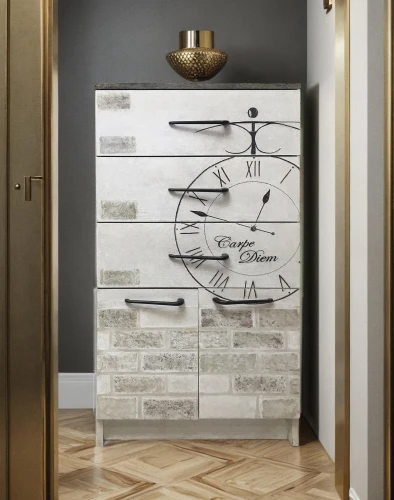 quartz clock,storage cabinet,metal cabinet,bathroom cabinet,tile kitchen,wall clock,wall plaster,chiffonier,wall panel,wall sticker,ceramic tile,armoire,ceramic floor tile,shower door,laundry room,shower panel,contemporary decor,room divider,modern decor,grandfather clock