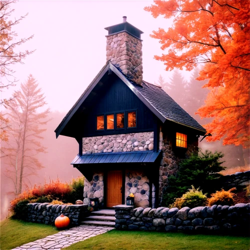 cottage,house in the forest,fall landscape,house in mountains,miniature house,country cottage,summer cottage,autumn decoration,autumn idyll,autumn scenery,house in the mountains,autumn fog,the cabin in the mountains,witch's house,autumn landscape,seasonal autumn decoration,autumn decor,log cabin,wooden house,small cabin,Photography,Artistic Photography,Artistic Photography 12