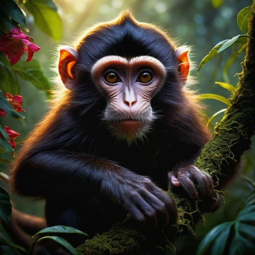 tufted capuchin,white-fronted capuchin,common chimpanzee,white-headed capuchin,long tailed macaque,crab-eating macaque,primate,chimpanzee,macaque,marmoset,tamarin,bonobo,barbary monkey,capuchin,monkey banana,cercopithecus neglectus,uakari,rhesus macaque,barbary ape,primates,Illustration,Abstract Fantasy,Abstract Fantasy 19