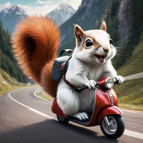 squirell,squirrel,the squirrel,scooter,scooter riding,douglas' squirrel,anthropomorphized animals,wheely,tails,courier software,motor scooter,conker,motorcycling,e-scooter,courier,chipping squirrel,biker,motorbike,atlas squirrel,courier driver,Conceptual Art,Fantasy,Fantasy 03