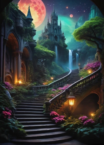 fantasy landscape,fantasy picture,fantasy world,3d fantasy,fantasy art,fairy world,fantasy city,the mystical path,fairy village,fairy tale castle,magical adventure,cartoon video game background,dream world,fantasia,world digital painting,fairy tale,landscape background,druid grove,cg artwork,a fairy tale,Conceptual Art,Graffiti Art,Graffiti Art 02