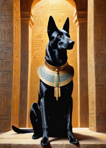 pharaoh,pharaoh hound,black shepherd,schipperke,tutankhamun,korean jindo dog,tutankhamen,black german shepherd,a police dog,pharaonic,freemasonry,egyptian,schutzhund,ancient egyptian,freemason,police dog,german shepherd,dog illustration,romanian mioritic shepherd dog,pet portrait,Illustration,Abstract Fantasy,Abstract Fantasy 15