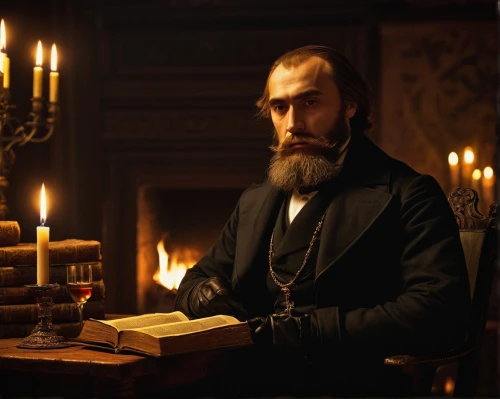 rasputin,leonardo devinci,candlemaker,hieromonk,dracula,wick,htt pléthore,cointreau,candle wick,smouldering torches,count,gothic portrait,the victorian era,watchmaker,candlelight,cravat,athos,luther,napoleon iii style,apothecary,Art,Classical Oil Painting,Classical Oil Painting 22