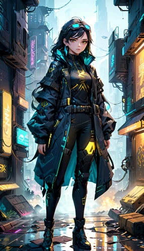 cyberpunk,transistor,policewoman,game illustration,sci fiction illustration,officer,cyber,dystopian,police officer,rain suit,navi,parka,raincoat,pedestrian,detective,pilgrim,cg artwork,policeman,pilot,vector girl,Anime,Anime,General