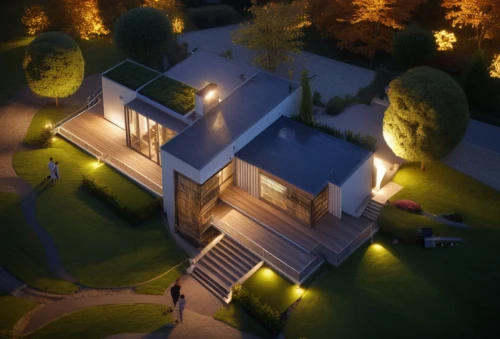 3d rendering,modern house,inverted cottage,house in the forest,mid century house,3d render,landscape lighting,cubic house,render,model house,residential house,cube house,archidaily,house shape,small house,3d rendered,smart home,crown render,private house,isometric,Photography,General,Realistic