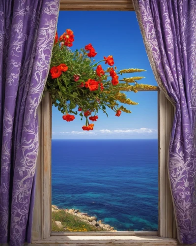 window with sea view,sicily window,window treatment,window curtain,window to the world,window covering,window view,bedroom window,the window,flowers frame,french windows,open window,ocean view,window with shutters,window,flower frame,window valance,sea view,balcon de europa,curtain,Conceptual Art,Daily,Daily 28