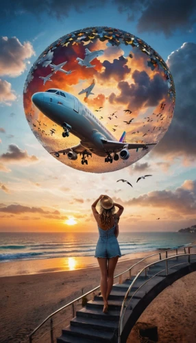 ufo,flying saucer,airship,airships,zeppelin,surrealism,paraglider sunset,ufos,flying seeds,photo manipulation,blimp,zeppelins,parachute,hot air balloon,air ship,ufo intercept,photomanipulation,brauseufo,flying disc,inflated kite in the wind,Photography,General,Cinematic