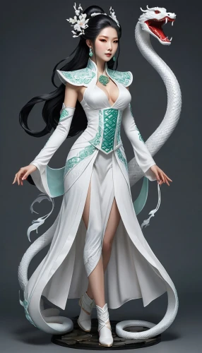 white rose snow queen,mulan,3d figure,vax figure,dragon li,the snow queen,fairy tale character,suit of the snow maiden,ice queen,chinese art,emperor snake,ao dai,3d fantasy,oriental princess,porcelain rose,wuchang,figurine,game figure,kotobukiya,siu mei,Unique,3D,Isometric