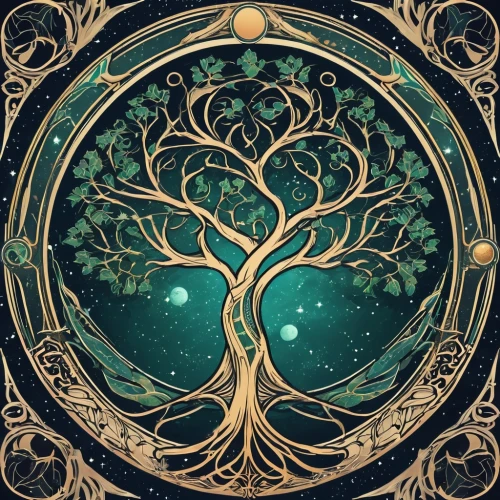 celtic tree,tree of life,flourishing tree,the branches of the tree,gold foil tree of life,the branches,circle around tree,magic tree,colorful tree of life,tree heart,anahata,art nouveau design,wondertree,heart and flourishes,branches,green tree,art nouveau frame,tree branches,branching,sacred fig,Illustration,Retro,Retro 13