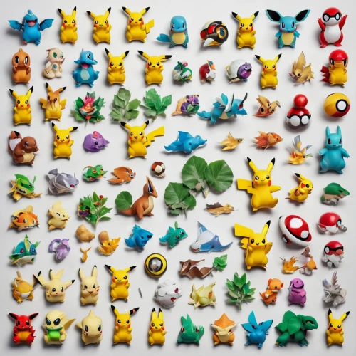 collected game assets,pokemon,game pieces,pokémon,animal icons,fairy tale icons,crown icons,game characters,party icons,starters,pixaba,small animals,japanese icons,food icons,emoji balloons,animal stickers,emojis,stacked animals,kawaii animal patches,set of icons,Unique,Design,Knolling