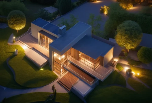 modern house,landscape lighting,cubic house,inverted cottage,mid century house,small house,cube house,3d rendering,house in the forest,isometric,miniature house,wooden house,modern architecture,3d render,visual effect lighting,beautiful home,small cabin,timber house,little house,residential house,Photography,General,Realistic