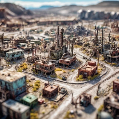 tilt shift,industrial landscape,industrial area,refinery,factories,chemical plant,industrial plant,industrial fair,scrap yard,industries,industrial ruin,petrochemical,destroyed city,industry 4,small towns,virginia city,petrochemicals,urban development,industry,urbanization,Unique,3D,Panoramic