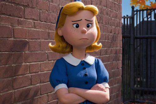 worried girl,cute cartoon character,agnes,disney character,unhappy child,animated cartoon,geppetto,cartoon character,pinocchio,disapprove,alice,the girl's face,worried,retro cartoon people,character animation,boast,sad woman,clay doll,clay animation,angelica,Illustration,American Style,American Style 13