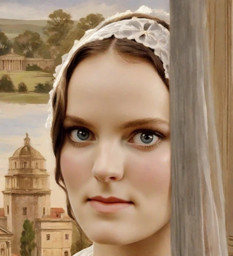 daisy jazz isobel ridley,jane austen,girl in a historic way,the angel with the veronica veil,marguerite,emile vernon,jessamine,downton abbey,angel moroni,princess sofia,mary 1,victorian lady,cepora judith,romantic look,victoria,a charming woman,porcelain doll,portrait of a girl,romantic portrait,debutante,Digital Art,Classicism