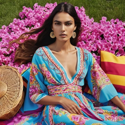 colorful floral,boho,floral,sari,persian,indian,novruz,luau,hippie fabric,aloha,ikat,on the grass,colorful,flower blanket,beautiful girl with flowers,blanket of flowers,girl in flowers,valentino,bella rosa,bright flowers,Photography,General,Realistic