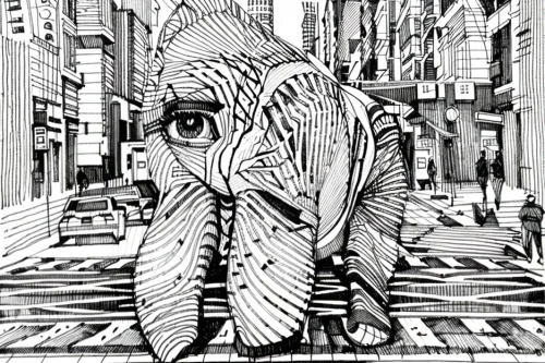elephant line art,escher,a pedestrian,pedestrian,distorted,pen drawing,pencil art,roy lichtenstein,biomechanical,elephantine,pachyderm,surrealism,optical illusion,zentangle,abstract cartoon art,cubism,city ​​portrait,elephant,macroperspective,psychedelic art,Design Sketch,Design Sketch,None