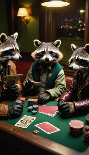 poker,dice poker,poker set,poker table,playing cards,raccoons,card game,card games,rotglühender poker,suit of spades,play cards,money heist,anthropomorphized animals,mafia,card table,gambler,royal flush,snooker,watch dealers,poker primrose,Art,Classical Oil Painting,Classical Oil Painting 17