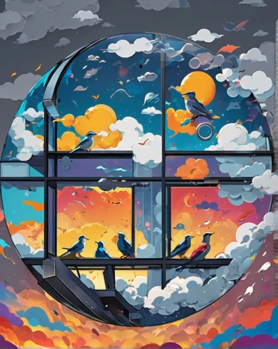 window to the world,panoramical,cloud shape frame,waterglobe,bedroom window,sky apartment,the globe,theater curtain,window released,dream world,glass pane,skycraper,windows,sky train,mirror house,glass window,window,the window,dreams catcher,stage curtain,Conceptual Art,Oil color,Oil Color 21