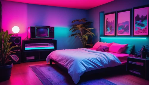 bedroom,colored lights,aesthetic,neon lights,cabana,modern room,great room,tropical house,neon,sleeping room,neon candies,neon colors,room lighting,canopy bed,kids room,modern decor,neon light,80's design,guest room,colorful light,Photography,Black and white photography,Black and White Photography 15