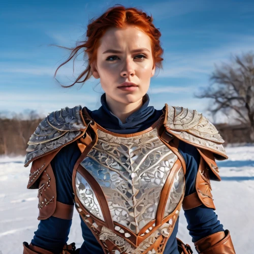 female warrior,warrior woman,suit of the snow maiden,breastplate,winterblueher,celtic queen,knight armor,nordic,swordswoman,armour,joan of arc,fantasy woman,the snow queen,fantasy warrior,ice queen,cuirass,orange,armor,viking,strong woman