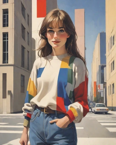 retro girl,retro woman,girl portrait,oil on canvas,oil painting on canvas,60s,80s,pedestrian,portrait of a girl,color pencil,fashionable girl,oil painting,nico,city ​​portrait,a pedestrian,girl in a historic way,retro women,sprint woman,1980s,the style of the 80-ies,Digital Art,Poster