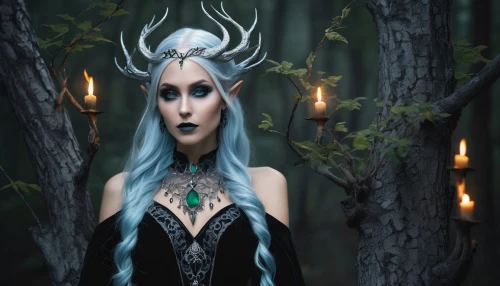 dark elf,elven,violet head elf,elven forest,blue enchantress,elven flower,wood elf,ice queen,dryad,the enchantress,sorceress,fantasy portrait,faerie,male elf,fantasy art,the snow queen,faery,fantasy picture,glowing antlers,elf,Unique,Design,Knolling