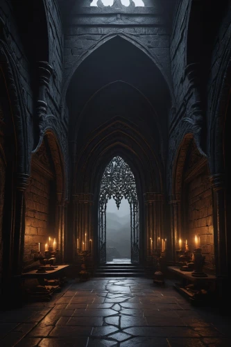 hall of the fallen,haunted cathedral,the threshold of the house,threshold,archway,doorway,hallway,creepy doorway,crypt,portcullis,arches,gothic architecture,the door,medieval architecture,games of light,portal,pointed arch,medieval,3d render,sanctuary,Photography,Black and white photography,Black and White Photography 02