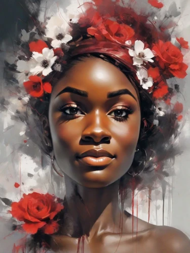digital painting,oil painting on canvas,world digital painting,flower painting,digital art,oil on canvas,girl in a wreath,digital artwork,oil painting,flower girl,girl in flowers,boho art,art painting,flora,african woman,fantasy portrait,flower art,african american woman,blossoming,painting technique