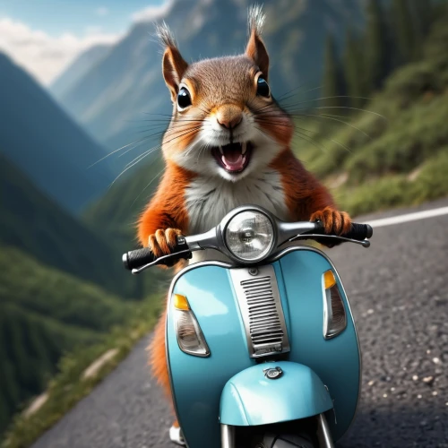 piaggio ciao,squirell,motorcycling,scooter riding,piaggio,chipmunk,motorbike,funny animals,motorcyclist,moped,motorcycle tours,vespa,speeding,scooter,motorcycles,biker,motor-bike,motorcycle,squirrel,anthropomorphized animals,Conceptual Art,Fantasy,Fantasy 11