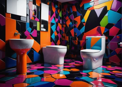 toilets,washroom,restroom,color wall,toilet,interior design,luxury bathroom,colorful bleter,rest room,creative office,interior decoration,bathroom,garish,cool pop art,beauty room,colorfull,pop art colors,nightclub,bathroom tissue,public restroom,Conceptual Art,Fantasy,Fantasy 20