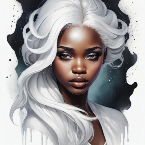 fantasy portrait,mystical portrait of a girl,digital painting,white rose snow queen,white lady,fantasy art,aquarius,the snow queen,digital art,white beauty,blanche,sci fiction illustration,zodiac sign gemini,zodiac sign libra,maria bayo,black woman,digital illustration,ice queen,gemini,sorceress