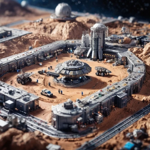 moon base alpha-1,mining facility,terraforming,futuristic landscape,space port,spacescraft,solar cell base,tilt shift,ancient city,building sets,sci fi,sci - fi,sci-fi,construction set,scale model,human settlement,atlantis,scifi,alien world,area 51,Unique,3D,Panoramic