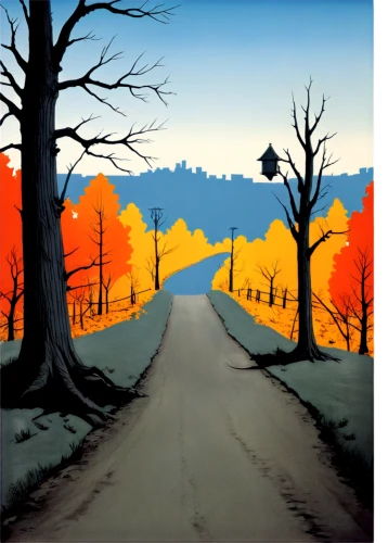 background vector,maple road,halloween bare trees,forest road,fall landscape,autumn landscape,mountain road,bare trees,winter landscape,autumn trees,rural landscape,deciduous trees,landscape background,dirt road,landscapes,country road,fork road,travel poster,cool woodblock images,forest landscape,Illustration,Black and White,Black and White 22