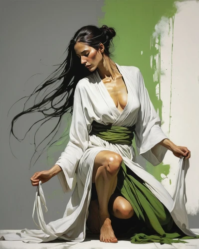 asian woman,junshan yinzhen,oriental girl,raw silk,vietnamese woman,art model,oriental princess,bodypainting,fashion illustration,orientalism,chinese art,flamenco,female model,dance with canvases,gracefulness,white silk,mulan,geisha,silk,jasmine,Illustration,Abstract Fantasy,Abstract Fantasy 18