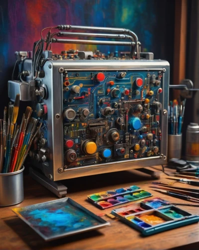 art tools,painting technique,workbench,art materials,mechanical puzzle,computer art,art supplies,arduino,meticulous painting,toolbox,colourful pencils,scientific instrument,model kit,tackle box,paint box,glass painting,art painting,tinkering,creative office,plastic arts,Art,Artistic Painting,Artistic Painting 31