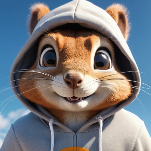 chipmunk,squirell,hoodie,cute cartoon character,mascot,whiskers,the mascot,whisker,thumper,mammal,hungry chipmunk,gerbil,peter rabbit,furry,gopher,rocket,rodentia icons,squirrel,3d rendered,jack rabbit