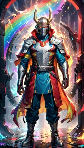 god of thunder,thor,magneto-optical disk,rainbow background,raimbow,dane axe,capitanamerica,dodge warlock,star-lord peter jason quill,lokdepot,thundercat,fantasy warrior,bordafjordur,magistrate,supernova,nebula guardian,archangel,ora,doctor doom,crusader,Anime,Anime,General