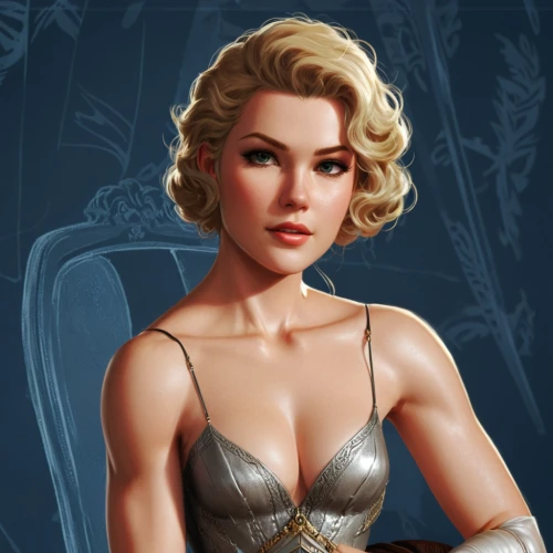 elsa,portrait background,art deco woman,marylyn monroe - female,femme fatale,retro pin up girl,celtic queen,pin-up girl,custom portrait,game illustration,marylin monroe,retro woman,pin up girl,pin up,athena,marilyn,aphrodite,pin ups,retro women,pin-up,Unique,Design,Character Design