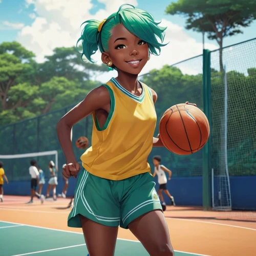 sports girl,basketball player,tennis,soft tennis,tennis player,tiana,woman's basketball,playing sports,tennis court,basketball,outdoor basketball,basketball court,little league,sports uniform,tennis skirt,youth sports,sporty,sports game,woman playing tennis,ball sports,Illustration,Abstract Fantasy,Abstract Fantasy 11