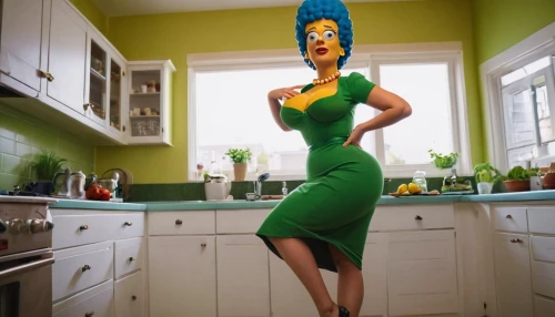 girl in the kitchen,kitchen appliance,bodypainting,tiana,nanas,cooking plantain,cosplay image,green paprika,mess in the kitchen,retro woman,cocktail dress,pop art woman,brazilianwoman,kitchen appliance accessory,nigeria woman,bodypaint,kitchen cabinet,house pineapple,conceptual photography,housewife,Photography,General,Cinematic