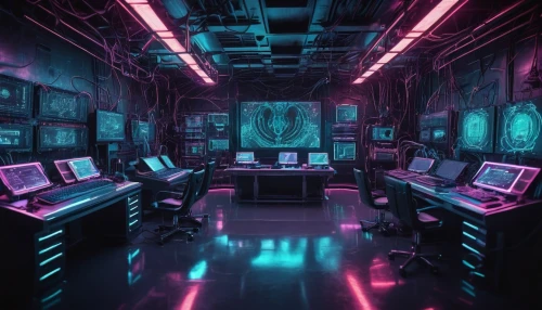 computer room,ufo interior,sci fi surgery room,cyberpunk,neon ghosts,cyber,neon coffee,spaceship space,control center,80's design,scifi,neon,game room,80s,study room,the server room,sci-fi,sci - fi,neon arrows,working space,Illustration,Realistic Fantasy,Realistic Fantasy 47