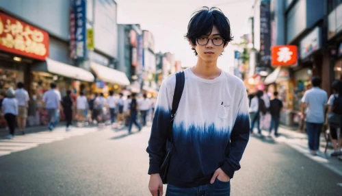 isolated t-shirt,anime japanese clothing,anime boy,asian semi-longhair,2d,noodle image,yukio,photo lens,anime 3d,shibuya,jin deui,harajuku,japanese background,kojima,shibuya crossing,sakana,fuki,walking man,long-sleeved t-shirt,pedestrian,Photography,Artistic Photography,Artistic Photography 04