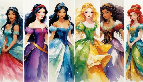 princesses,fairytale characters,celtic woman,princess sofia,princess anna,fairy tale character,fairy tale icons,fairytales,women's novels,princess,fairy tales,disney,watercolor women accessory,ariel,jasmine,dresses,fairies,snow white,the snow queen,aladha,Illustration,Japanese style,Japanese Style 05