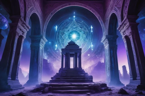 hall of the fallen,astral traveler,sepulchre,libra,temples,temple fade,portal,the pillar of light,mausoleum ruins,purple,ipê-purple,end-of-admoria,ice castle,pilgrimage,the mystical path,necropolis,fantasy picture,eternal,the throne,templedrom,Conceptual Art,Fantasy,Fantasy 22