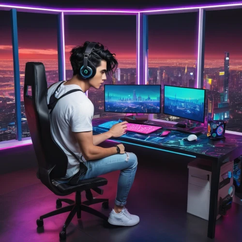 gamer zone,lan,computer desk,gamer,computer workstation,computer room,gaming,computer game,new concept arms chair,wireless headset,headset,gamers round,desk,gamers,dj,connectcompetition,pc,pc tower,creative office,cyberpunk,Art,Artistic Painting,Artistic Painting 44