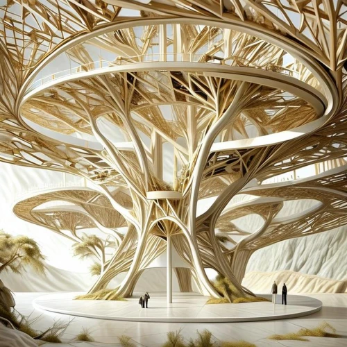 gold foil tree of life,canopy bed,tree of life,tree canopy,tree house,insect house,archidaily,wood structure,snake tree,flourishing tree,trumpet tree,circular staircase,art nouveau design,wood art,bamboo frame,bird nest,bird's nest,european beech,school design,bamboo curtain