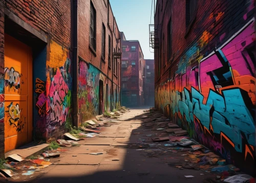 laneway,alleyway,alley,old linden alley,graffiti art,fitzroy,graffiti,alley cat,urban landscape,colorful city,baltimore,street canyon,urban art,urban street art,detroit,blind alley,red bricks,narrow street,slum,rescue alley,Art,Classical Oil Painting,Classical Oil Painting 24